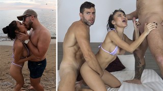 Raysileeum in a Public Beach Threesome Video